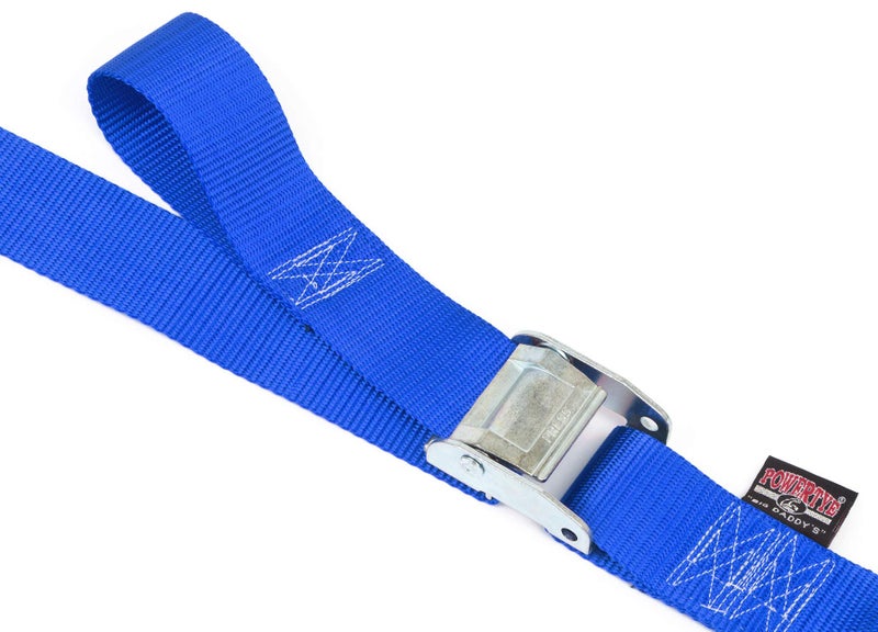 PowerTye Cam Buckle Tie Down Straps â€“ 2 inch x 8ft Straps with S-Hooks â€“ Ideal for Motorcycle, ATV, Trailers, and Truck Bed Cargo â€“ 600 lb WLL & 1,800 lb Break Strength â€“ USA Made, Blue (Pair) - Image 2